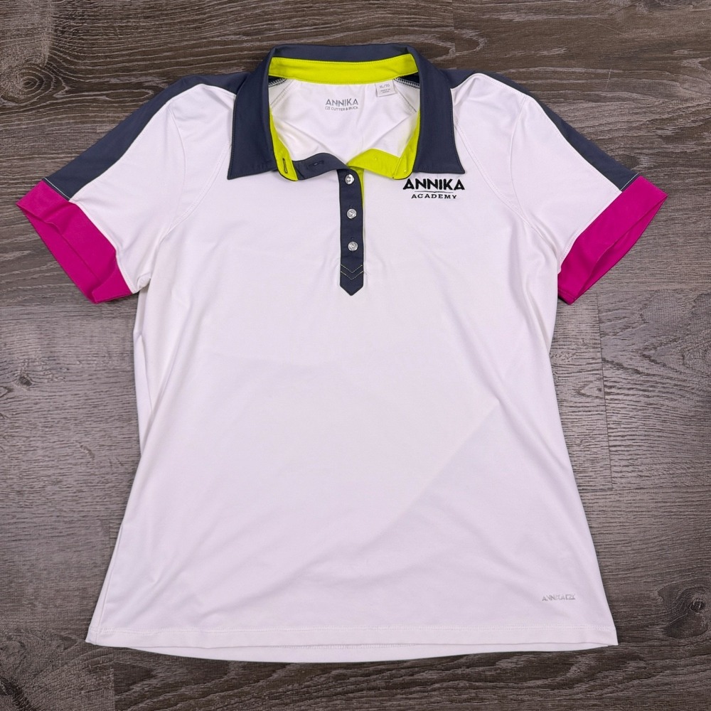 Annika Womens Short Sleeve Golf‎ Polo Shirt XL Annika Golf Academy Multicolor